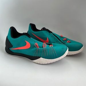 Nike basketball shoes - women’s 8, black and teal - shoe laces not included